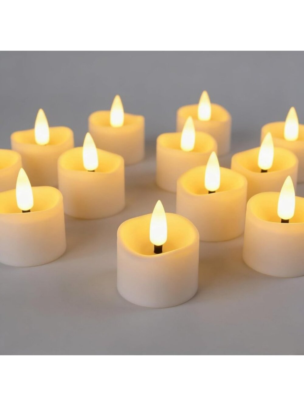 48 Pack Flameless LED Timer Tea Light Candles - Battery Operated Flickering